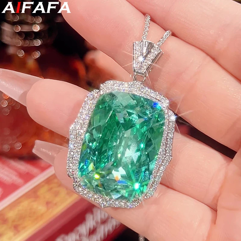 

Sparkling 5A Garde Pendant Necklace 20*28mm 6 Color Big Stone Pendant with 55cm Neck Chain Exquisite Fashion Jewelry Accessories
