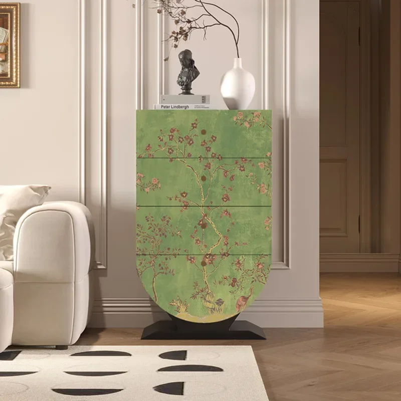 

Retro flower and bird entrance cabinet, living room sofa side cabinet, household wall locker