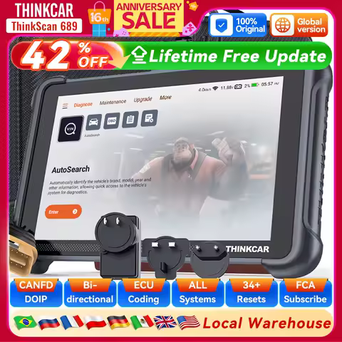 THINKCAR THINKSCAN 689 Professional Car Diagnostic Tools CANFD DOIP Bi-directional ECU Coding 34 Reset Full System Obd2 Scanner