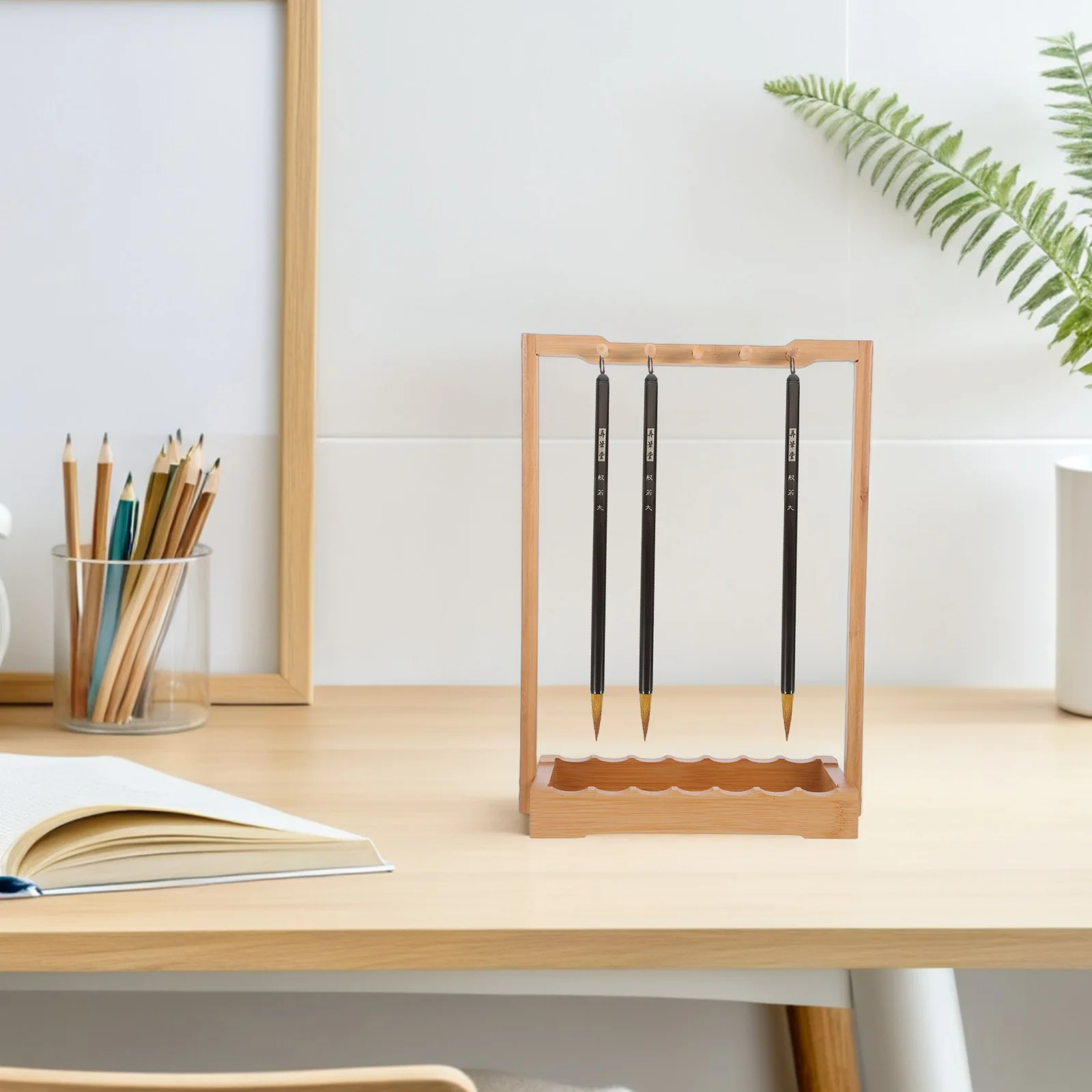 Vintage Bamboo Stand Chinese Calligraphy Holder Desk Organizer Sumi Brush Storage Japanese Brush Organizer Bamboo Pen