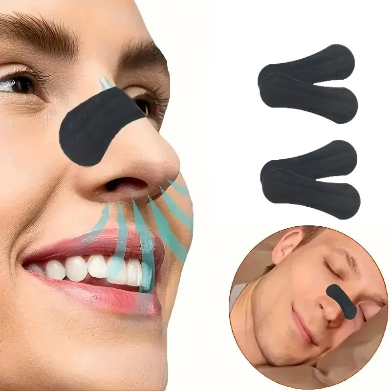 

100pcs Better Breathing Nose Breathing Strips For Better Sleep Anti Snoring Breathe Well Nasal Strips Black Oval Nose Patches