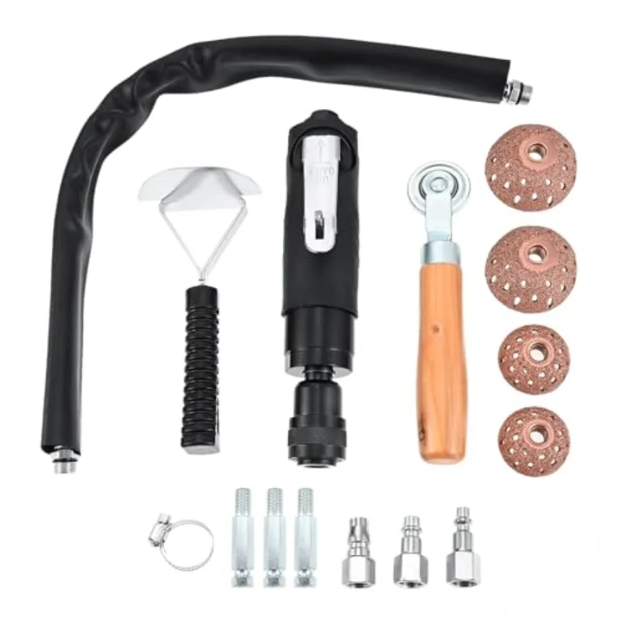 

Air Tire Repair Polish Patch Kit with 2500RPM Low-Speed Buffer Includes Tire Inner Liner Scraper Patch Roller Tungsten Steel Bu