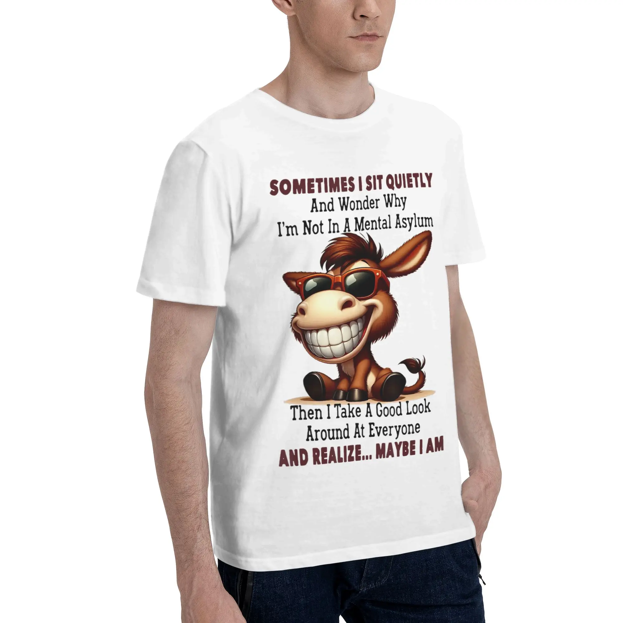 Mens Womens Sometimes I Sit Quietly Shirt Pure Cotton Graphic Tee Shirts  Top Clothing