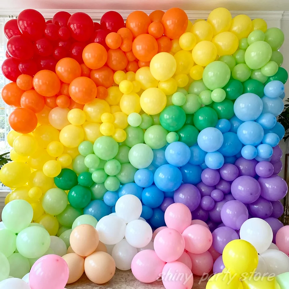 50 قطعة بالونات قوس قزح متعددة الألوان قوس الوردي الأخضر الأرجواني البرتقالي الأصفر الأزرق الجلد الأبيض بالونات اللاتكس لحفل زفاف وعيد ميلاد #5