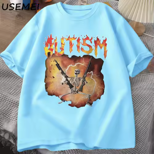 Autistic Funny Skeleton T-Shirt Men Women Autism Meme Graphic T Shirts Harajuku Fashion Cotton Vintage T Shirt Unisex Streetwear - Image 8