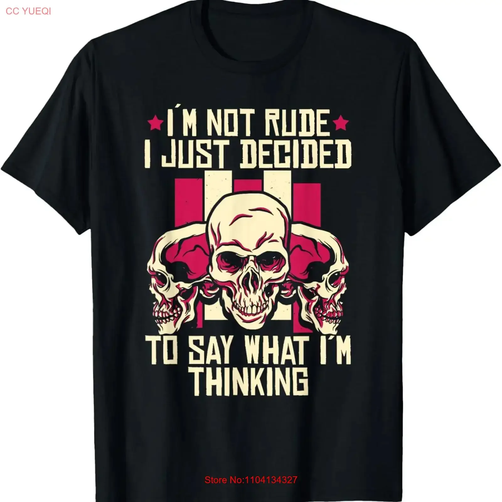 IÂ m not Rude I just Decided to Say what Thinking Skull T Shirt  vintage Washed Casual Soft streetwear fashion Breathable