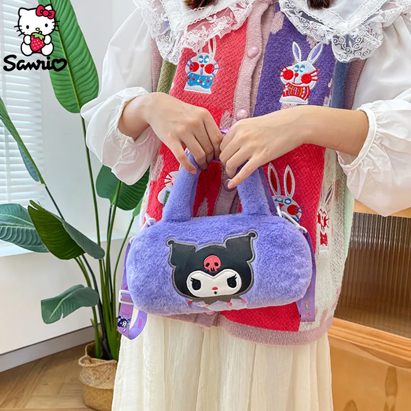 Kawaii Sanrio Crossbody Bag Kuromi Shoulder Bag Plush Cinnamoroll Handbag My Melody Makeup Pouch Hello Kitty Bagpack Girl Gift