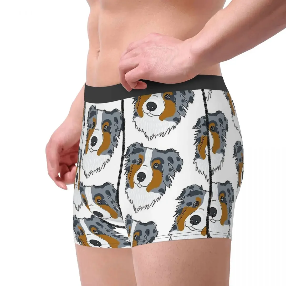 Australian Shepherd Meme Dog Doge Grey Underpants Cotton Panties Male Underwear Sexy Shorts Boxer Briefs