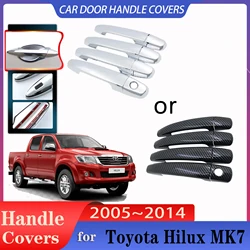Car Door Handle Covers for Toyota Hilux MK7 2005~2014 Black Carbon Fiber Car handle Or ABS Chrome Door Handles Cover Accessories