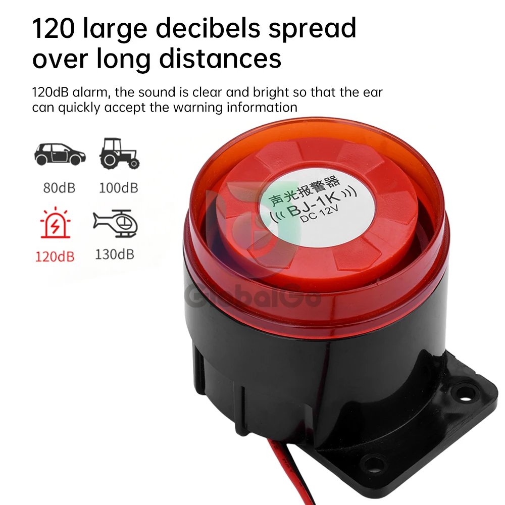 BJ-1K Wired Mini Sound Alarm Siren Horn 12V 24V 220V High Decibel Sound And Light Electronic Buzzer Anti-theft Horn