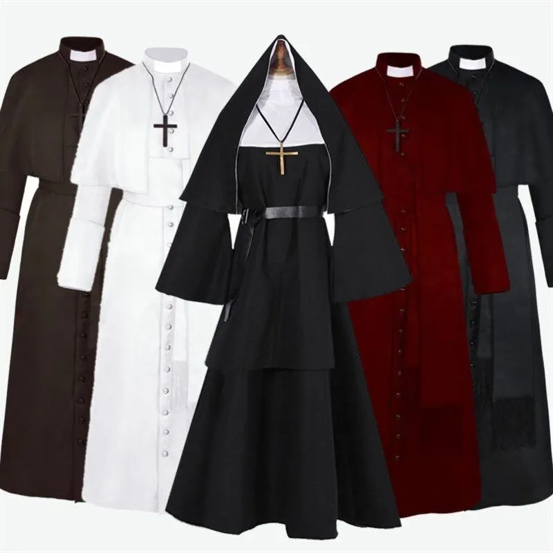 

Halloween Stage Costume Cfos Nun Role-playing Middle Ages Men Women's Clothing Party Outfit Traditional Chinese Ethnic Wear