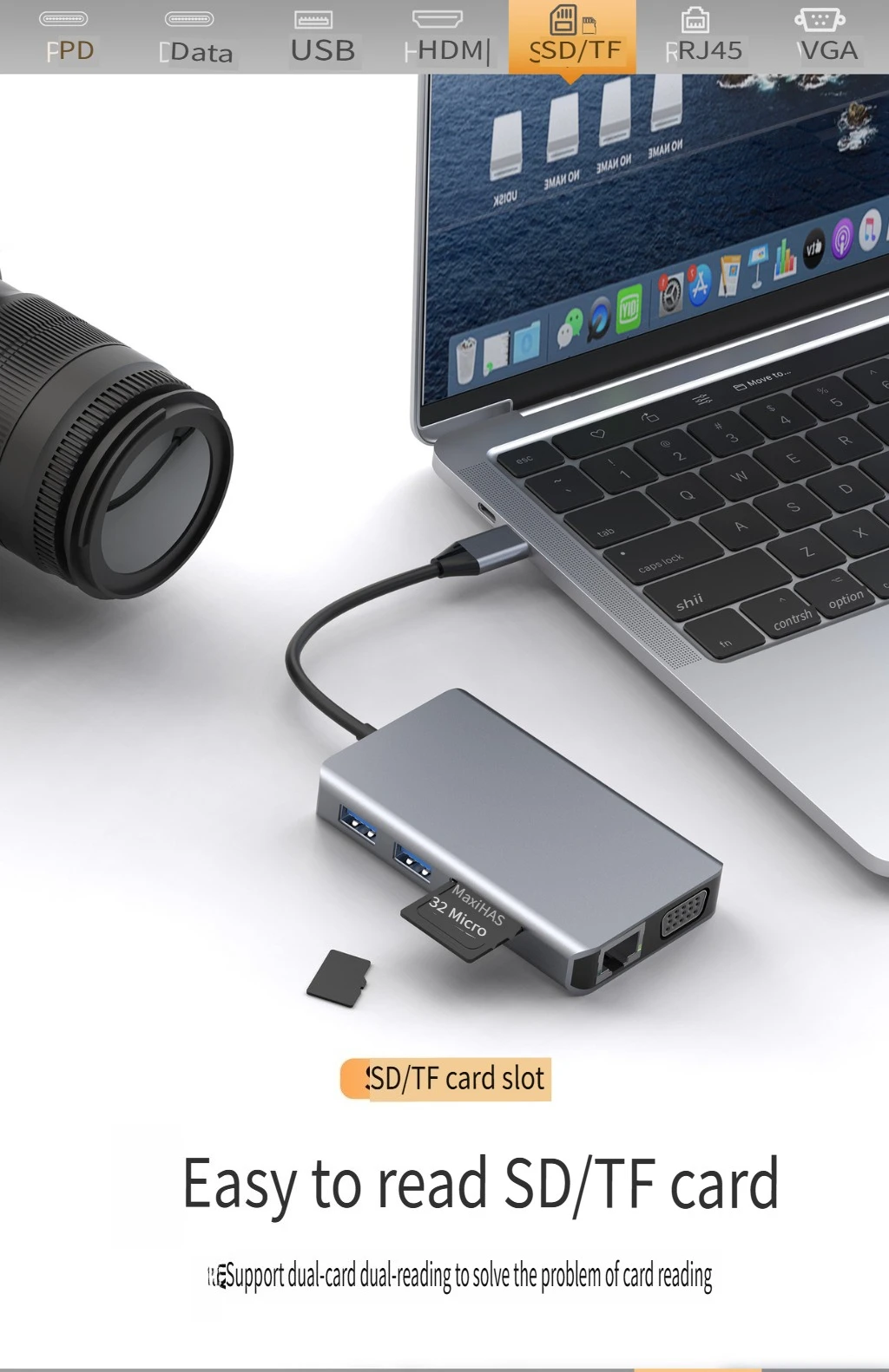 Type-C Docking Station 10-in-1 Extender USB Hub 3.0 Multifunction Hub Laptop Docking Station