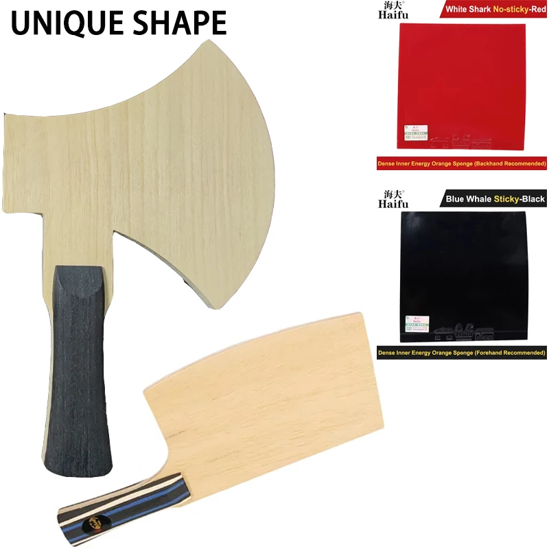 Raqueta de Ping Pong con hoja de tenis de mesa de forma única diy con capa fina de carbono estructura de madera placa inferior de raqueta de grado profesional