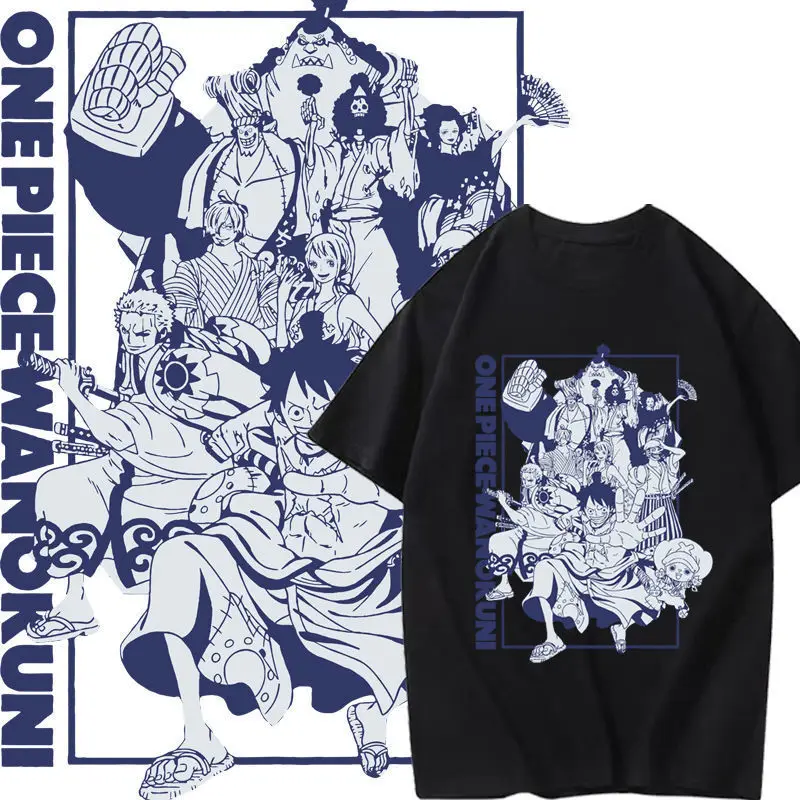 T-shirt per adolescenti a maniche corte giapponese retrò ONE PIECE Joint Ifashion T-shirt versatile per coppia da uomo