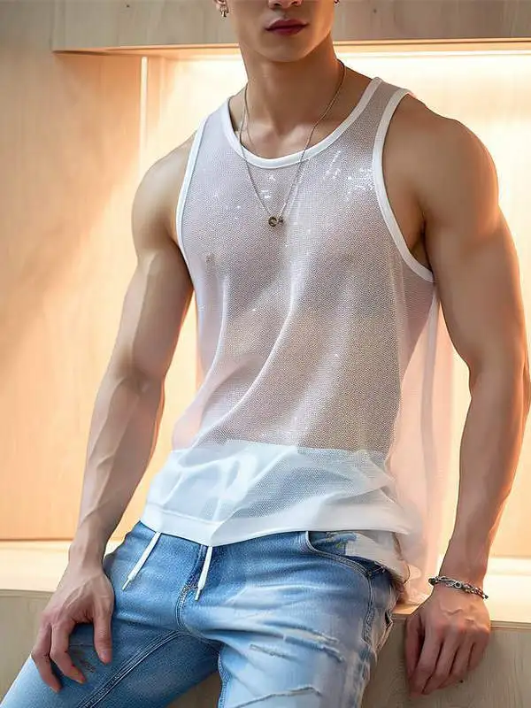 

Мужская облегающая майка Spor Svel Me, легкий сексуальный прозрачный повседневный универсальный жилет, модный городской летний жилет