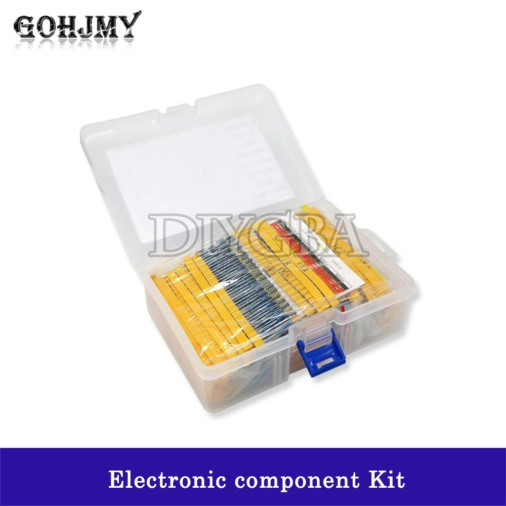 2600PCS/lot 130 Values 1/4W 0.25W 1% Metal Film Resistors Assorted Pack Kit GOHJMY