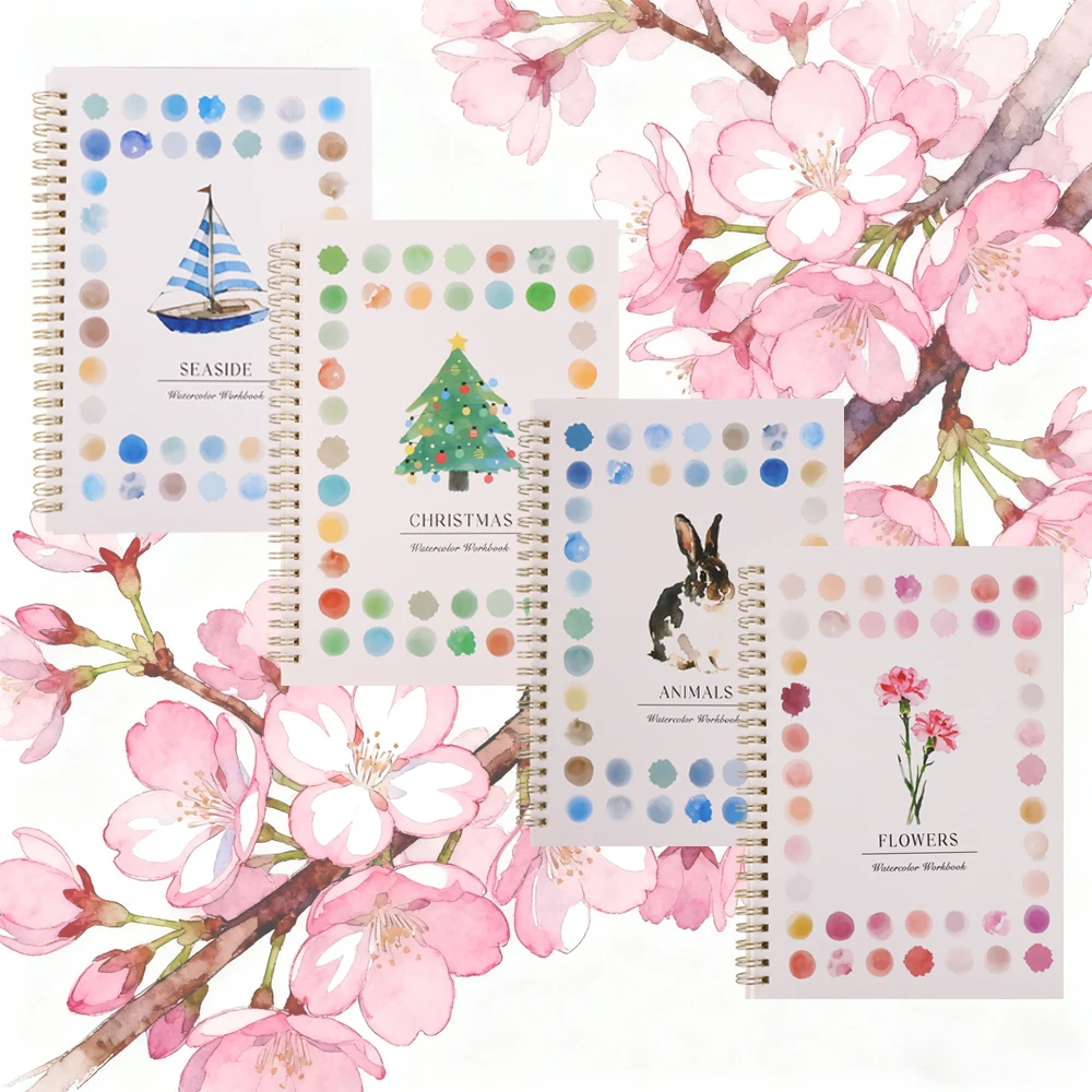 Livro para colorir em aquarela para adultos - Encontrar em espiral, contém pássaros, flores, plantas e animais, presente perfeito para as feriados