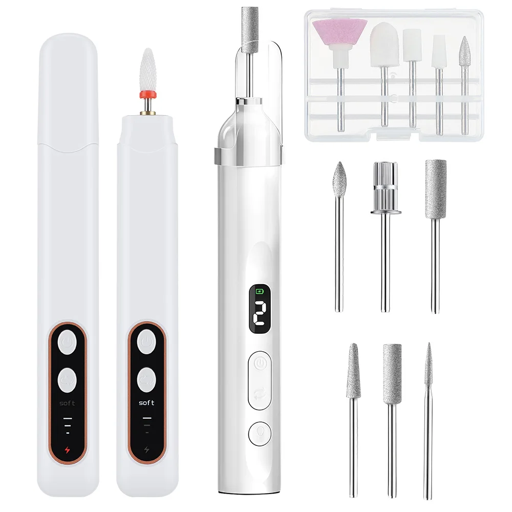 Lucidatore elettrico per unghie Punte da trapano Unghie professionali Rettifica Lucidatura Rimozione della pelle morta Levigatura artistica Penna per lima Macchina per manicure