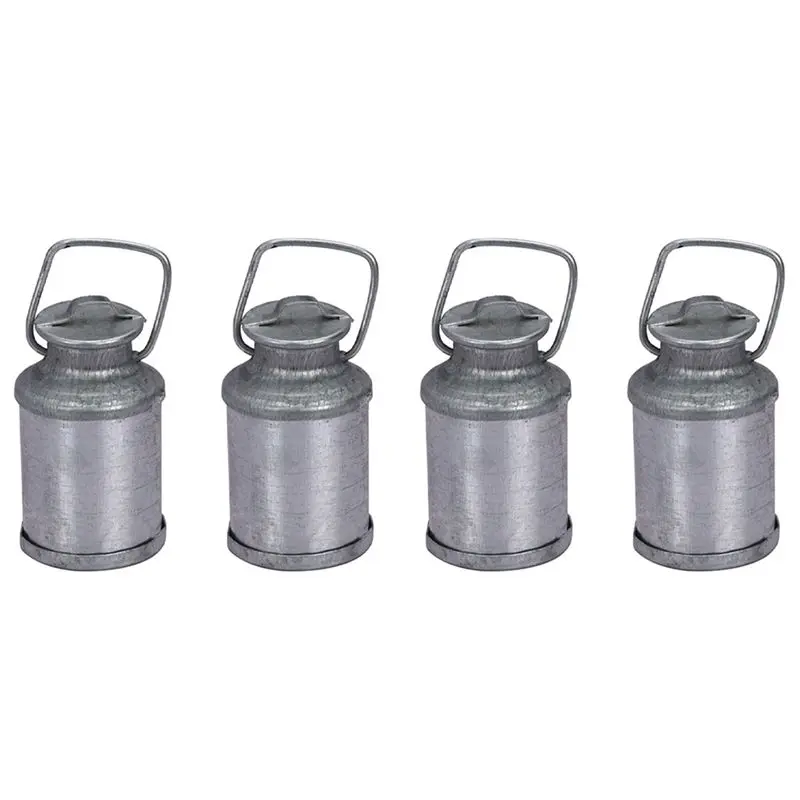 

WOWFU-4X Mini Simulated Farm Metal Milk Can Kettle Pot 1:12 House Miniature Accessories
