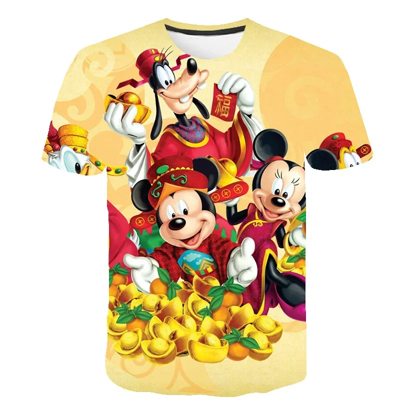 2024 Summer Disney Mickey Mouse 3d Printed T-shirt Boys Girls T-shirt Top Casual kids Fashion short sleeve shirt single topop