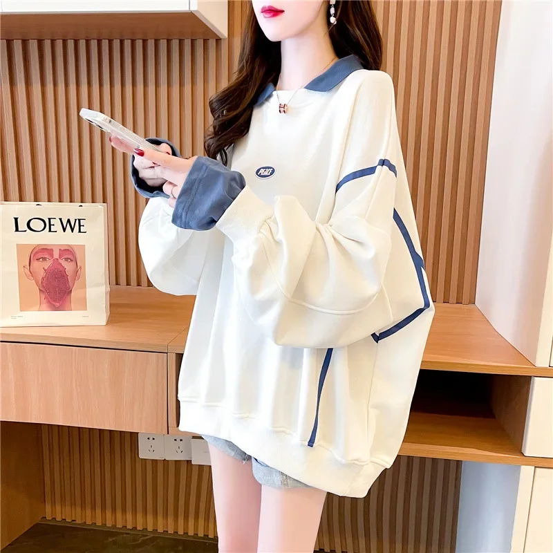 Women Pullover Korean Vintage Letter Print Harajuku Hoodies 2024 Spring Hooded Sweatshirt Casual Loose Female Tops College Style