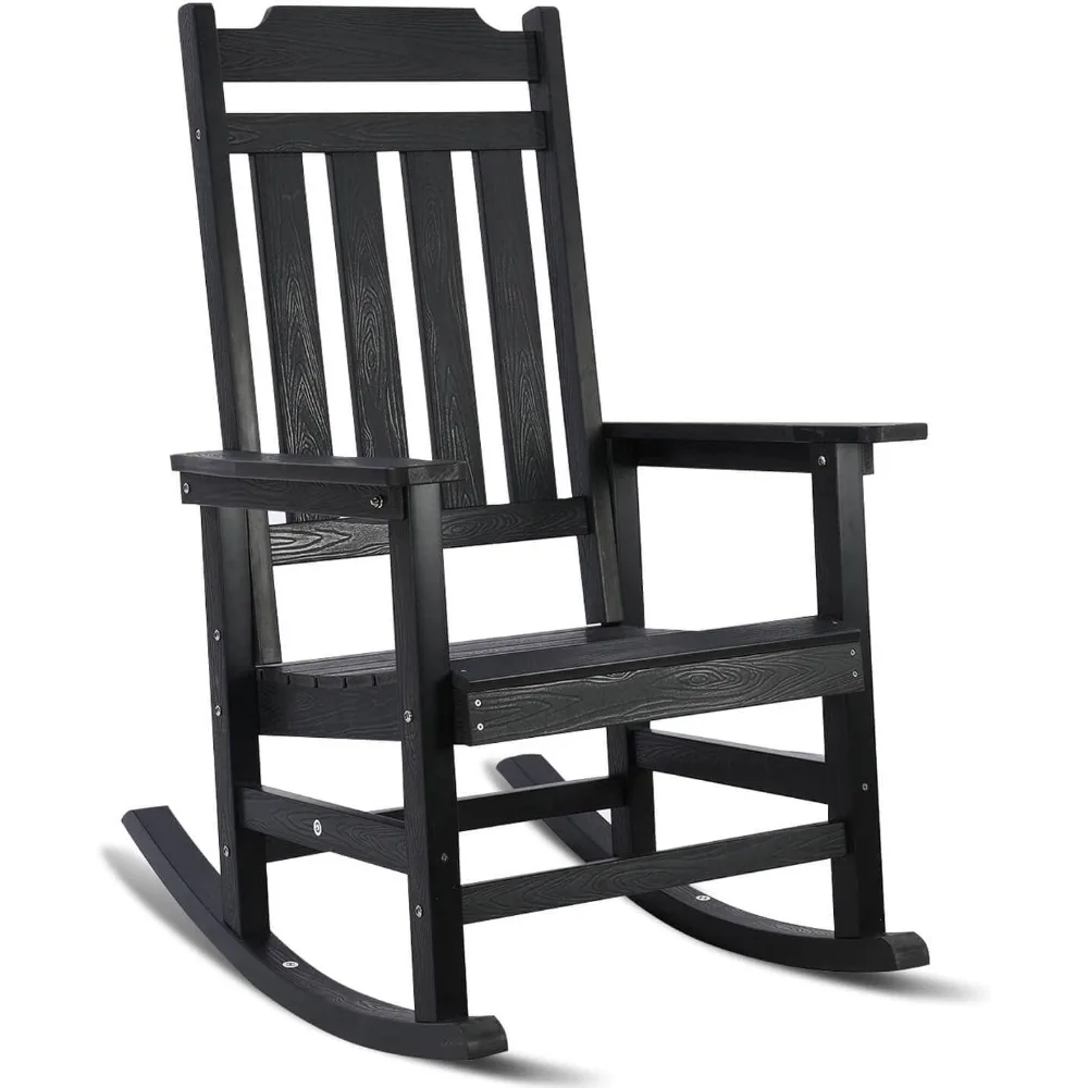 Weather-Resistant Outdoor Poly Lumber Rocking Chair for Porch, Patio, Deck, and Garden