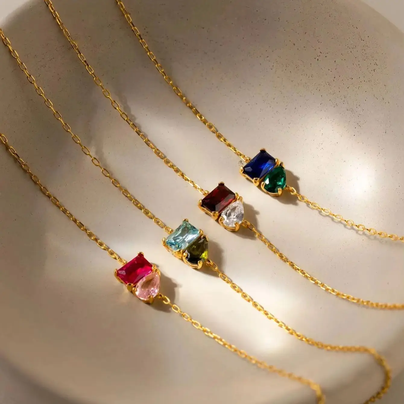 Cutsom Two Birthstone Bracelet For Women Men Toi et Moi Bracelet Stainless Steel Personalized Stone Jewelry Birthday Party Gift