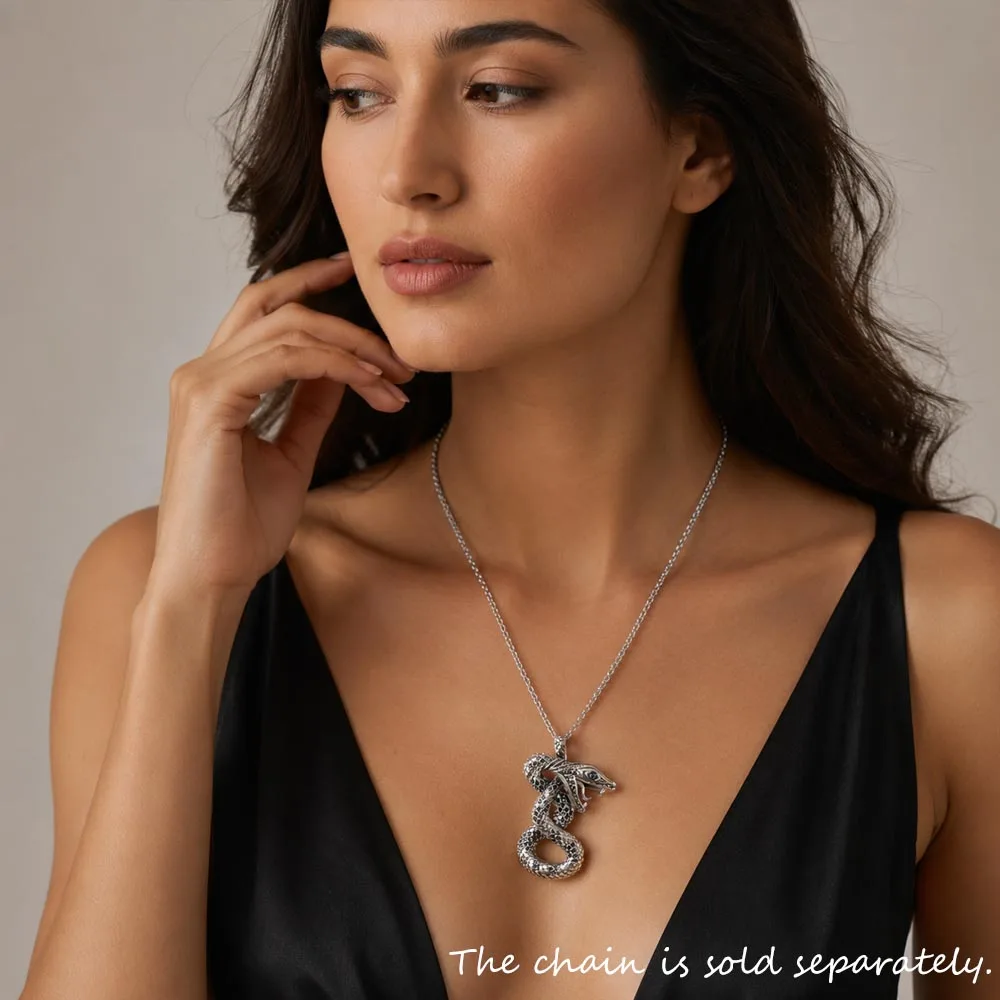 Unisex 925 Sterling Silver Python Pendant Necklace