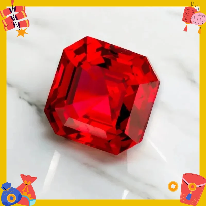 Hochwertiger Laborgezüchteter Rubin Asscher-Schliff Taubenblut-Rot Farbiger Edelstein – Detail 3