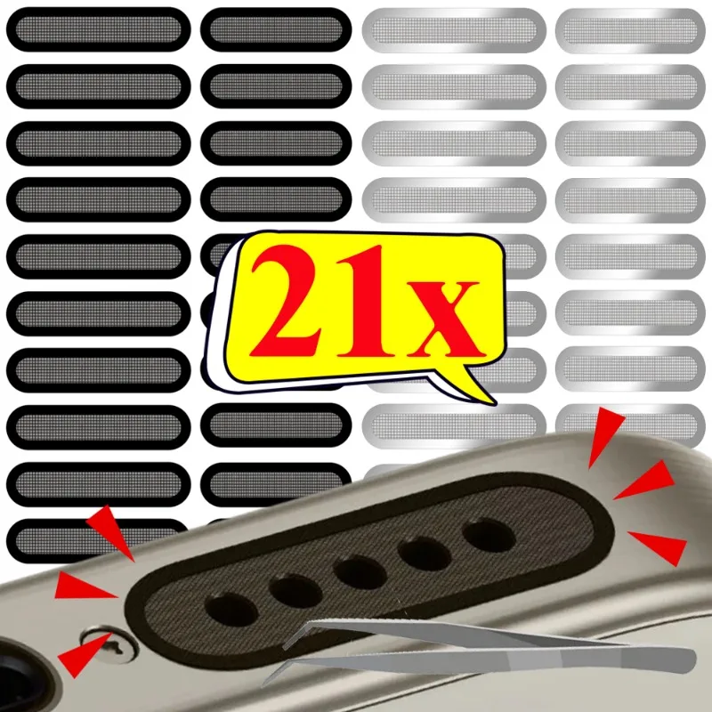 

10-21Pcs Dust Protector Mesh Stickers Set Anti-dust Adhesive Net Stickers with Tweezers for iPhone 17/17 ProMax/17 Pro/17 Air