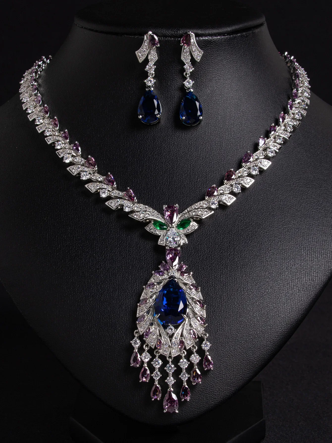 Temperamento Elegante Collana Orecchini Ciondolo Gioielli Estate Vestito Accessori Set Partito Matrimonio Sposa Regalo M-286