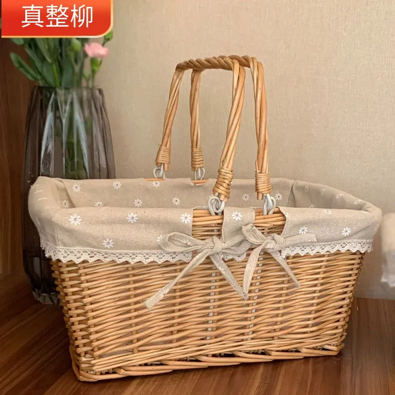 Willow Storage Basket Flower Basket Shopping Baskets Rattan Fruit Picnic , Storage Egg Baskets