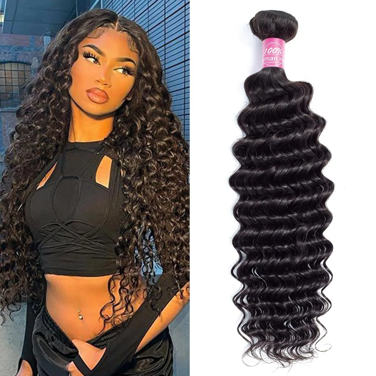 Deep Wave Bundles Human Hair Brazilian Virgin Hair Deep Wave One Weave Bundle 12A Grade Unprocessed Human Hair