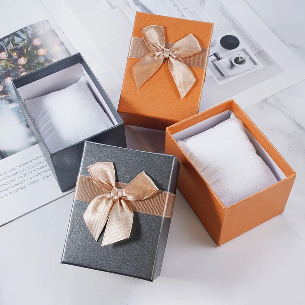 새로운 나비 매듭 시계 상자 베개 남성 여성 시계 선물 보석 주최자 천지와 지구 커버 사각형 종이 포장 상자