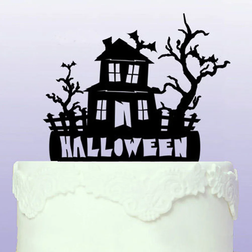 

Halloween Cake Topper Haunted House Acrylic Material Easy Use Halloween Festival Cake Decoration Hallowen Topper