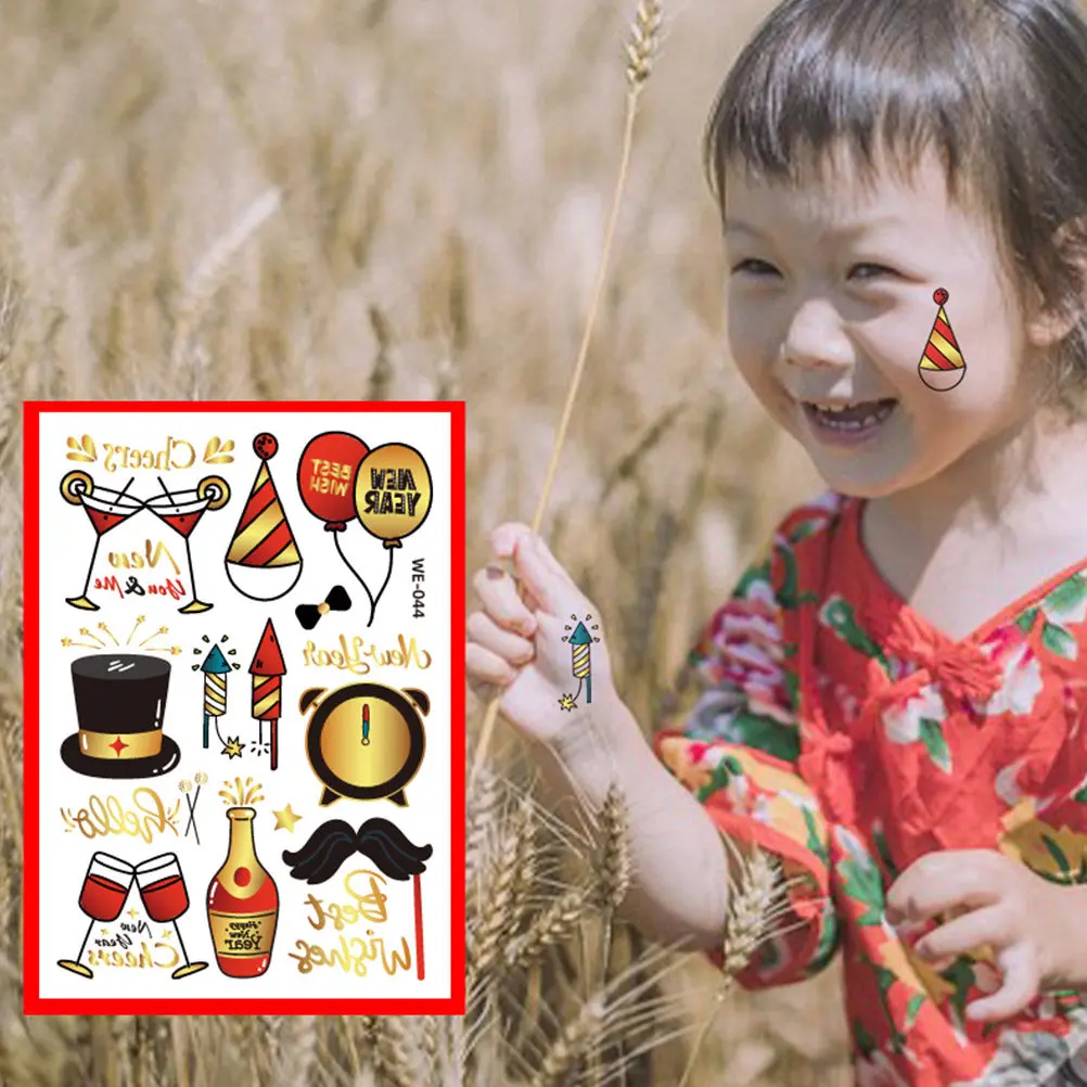 

8 Sheets Face Sticker Stickers Holiday Christmas Body Makeup Happy New Year Decorations