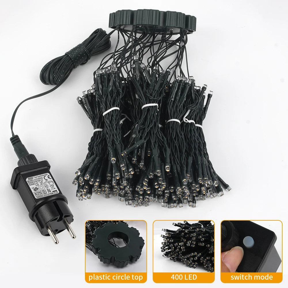 LED-Weihnachtslichterkette, 8 Beleuchtungsmodi, Lichterkette, Weihnachtsbeleuchtung für Urlaub, Zuhause, Party, Dekoration, drinnen und draußen, 400 LEDs – Detail 10