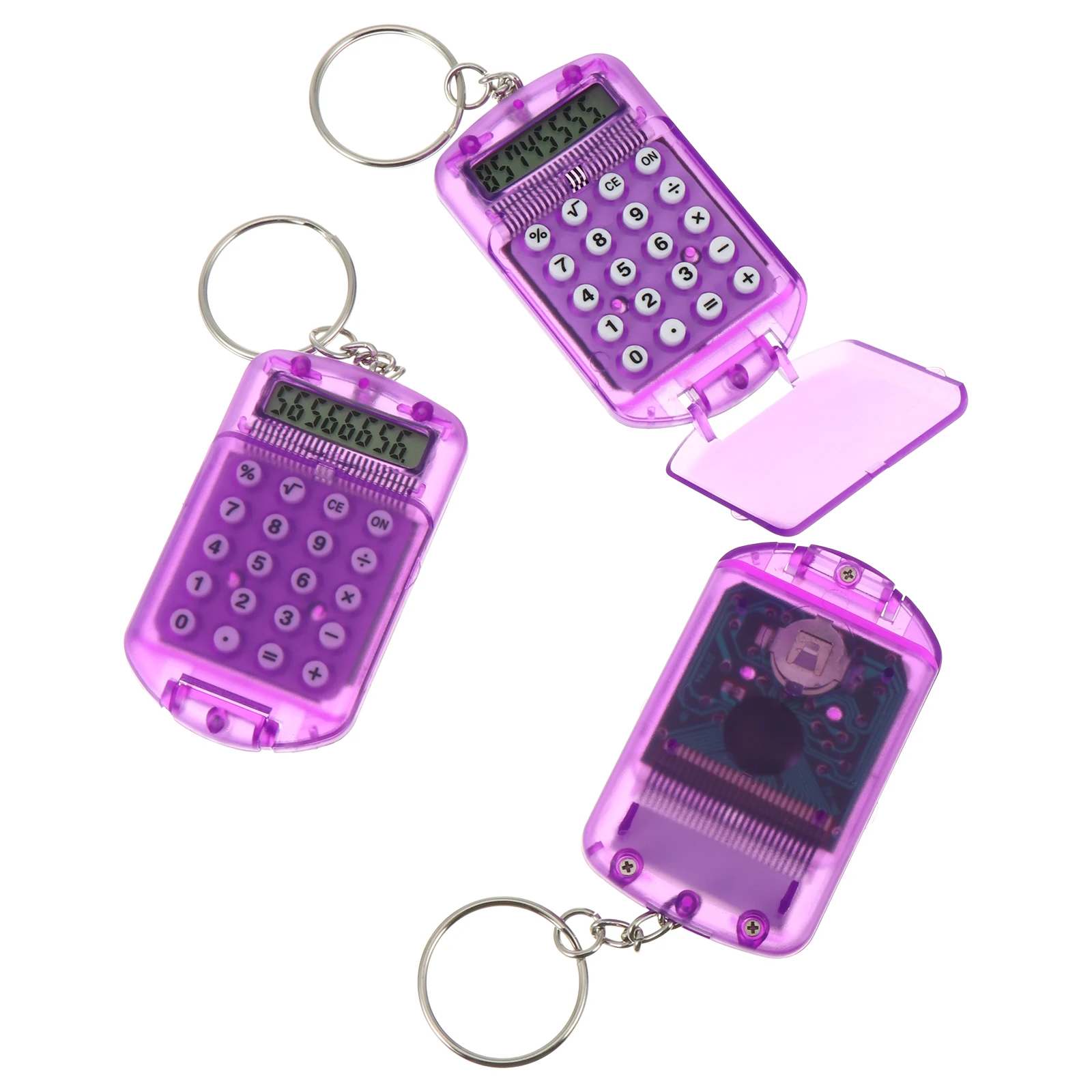 

3 Pcs Calculator Transparent Keychain 8 Digits LCD Display Portable Tiny Calculator Students Arithmetic Function