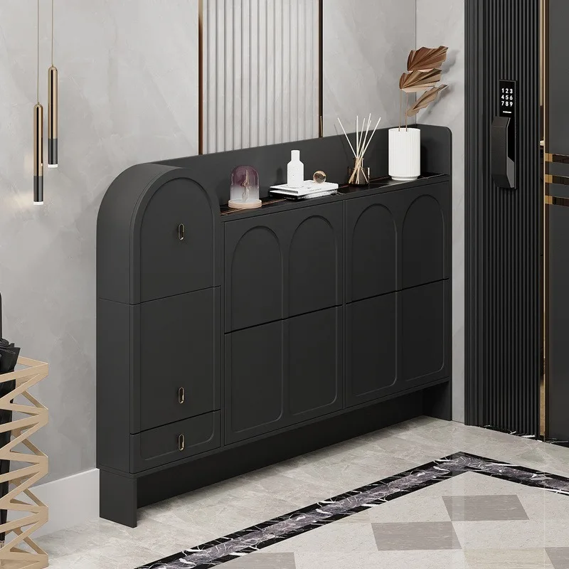 Retro ultra-thin shoe cabinet 17cm household door entry against the wall Tipping bucket narrow shoe cabinet