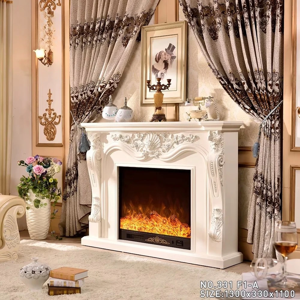 European Carving White E0 Level Mdf Fireplace Mantel Wooden Electric Fireplace Surround Mantel
