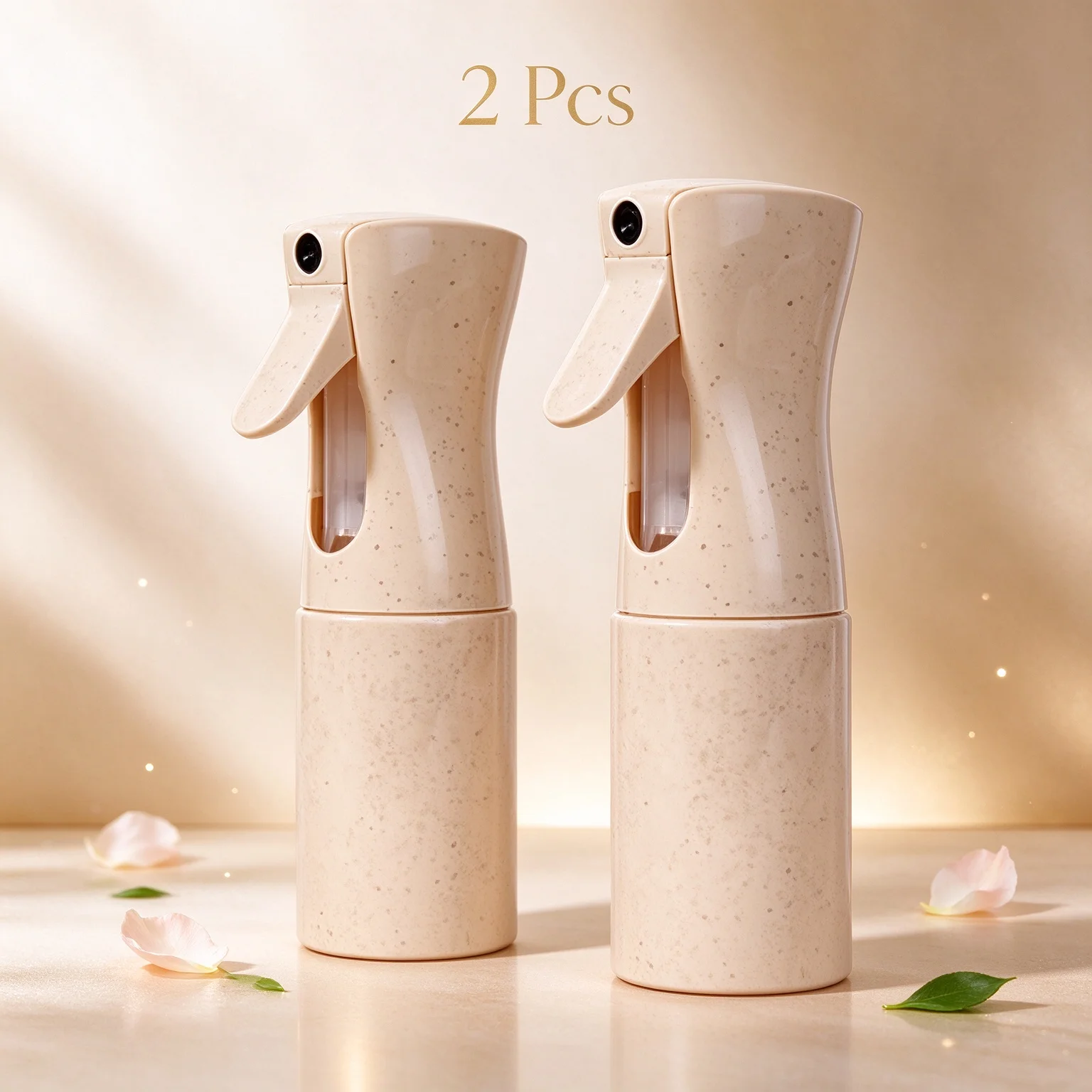 2Pcs 150ml Continuous Fine Mist Spray Bottle Wheat Straw Material Refillable Barber Shampoo Bottle for Hair Salon