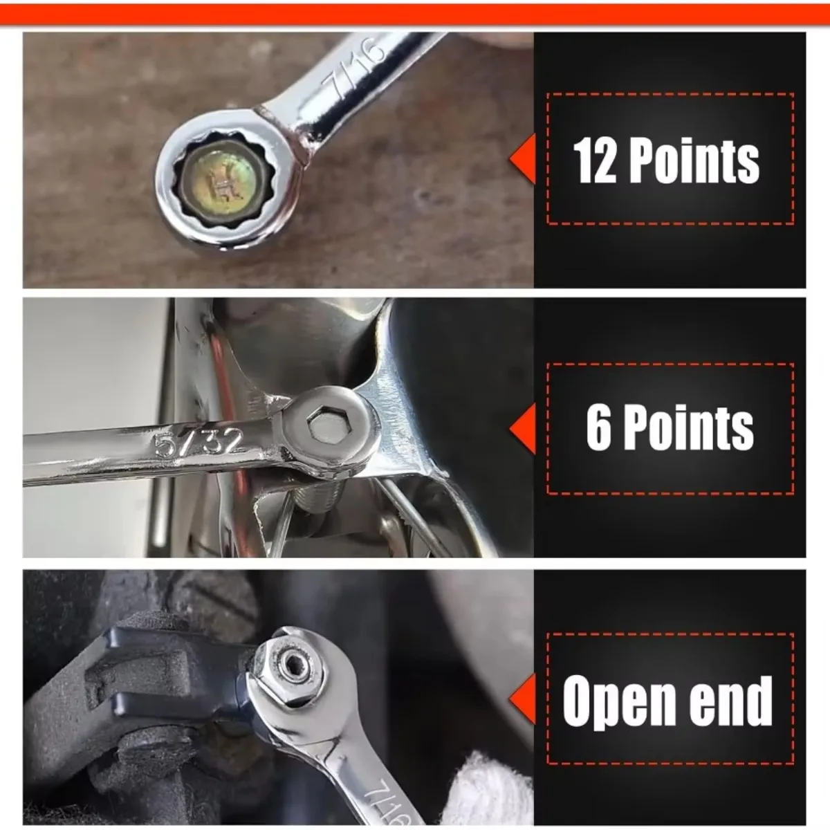 مجموعة مفاتيح ربط مدمجة SAE، مجموعة هدايا أدوات ميكانيكية مكونة من 5 قطع، فضي