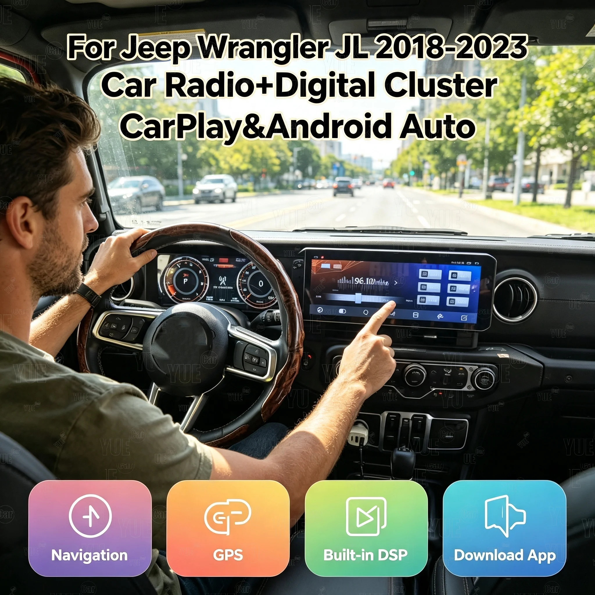 LCD  Instrument For Jeep Wrangler 2018-2023 Carplay Dual Screen Android Auto Multimedia Video Player GPS Navigation radio 1 sold