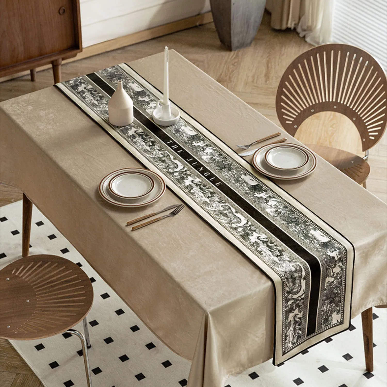 Luxury Short Plush Table Runner American Style Light Luxury Table Decoration and Accessories Cabinet Dustproof Customization