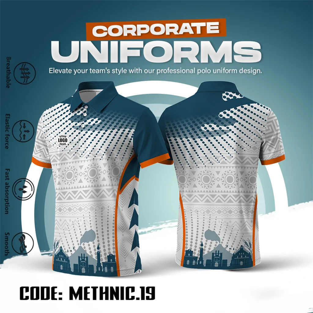 FREE CUSTOM 2026 CORPORATE UNIFORM POLO SHIRT FULL SUBLIMATION PRINT TRIBAL ETHNIC PATTERN FREE LOGO TEXT BREATHABLE ELASTIC