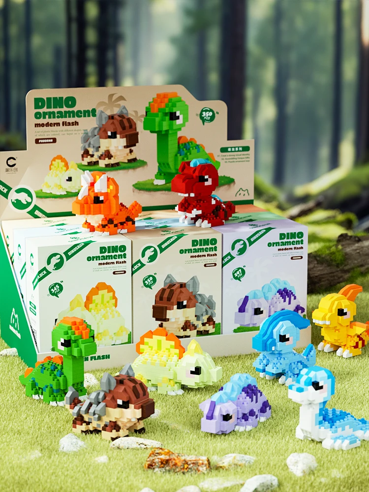 HUIQIBAO MOC modèle de dinosaure coloré Micro bloc de construction Triceratops tyrannosaure diamant brique jouet pour enfants décor de bureau.