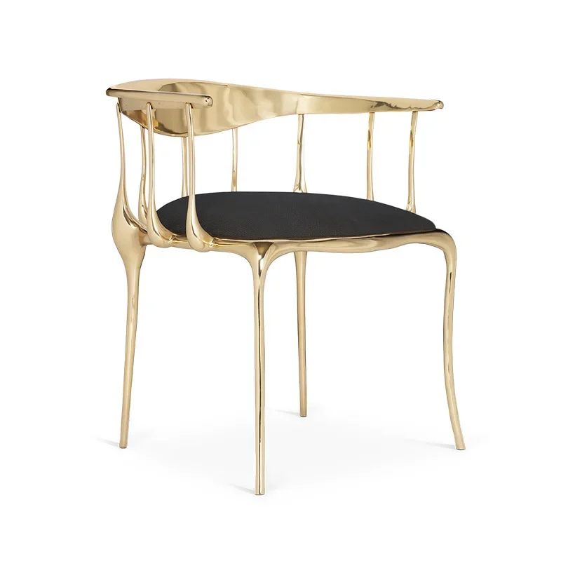 

Light luxury brass dining chair Italian designer high-end negotiation chair villa modern pure copper armchair
