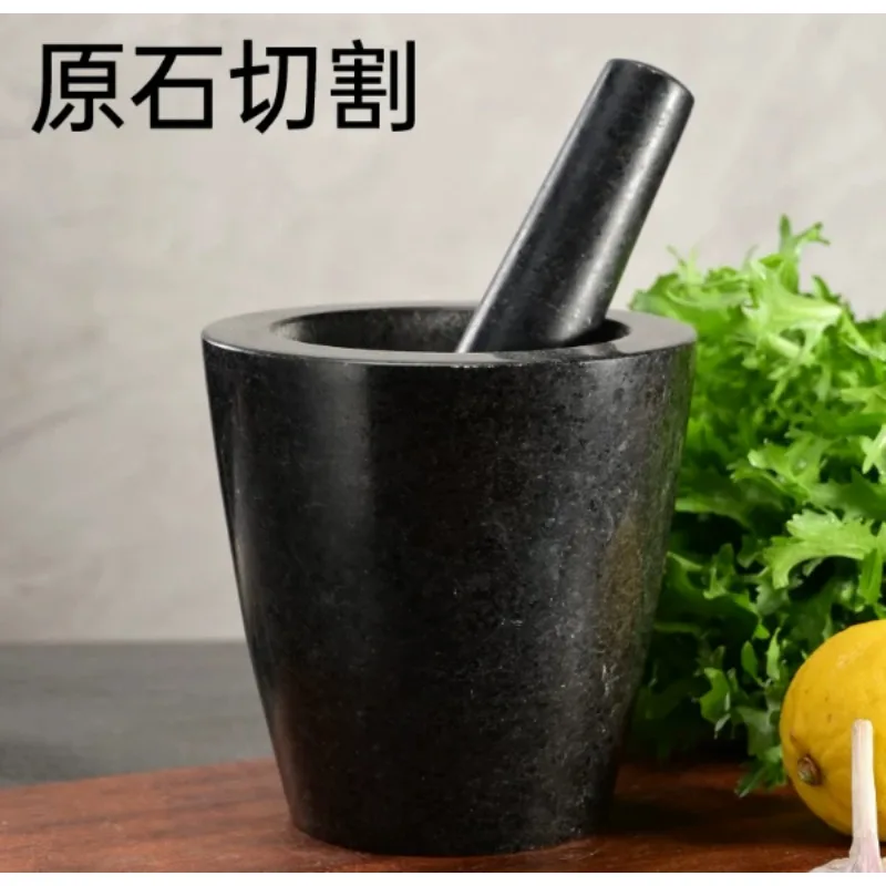 Natural Stone Mortar Pestle Set Manual Garlic Masher Grinder Household Spice Chili Paste Crusher Kitchen Food Crushing Tool
