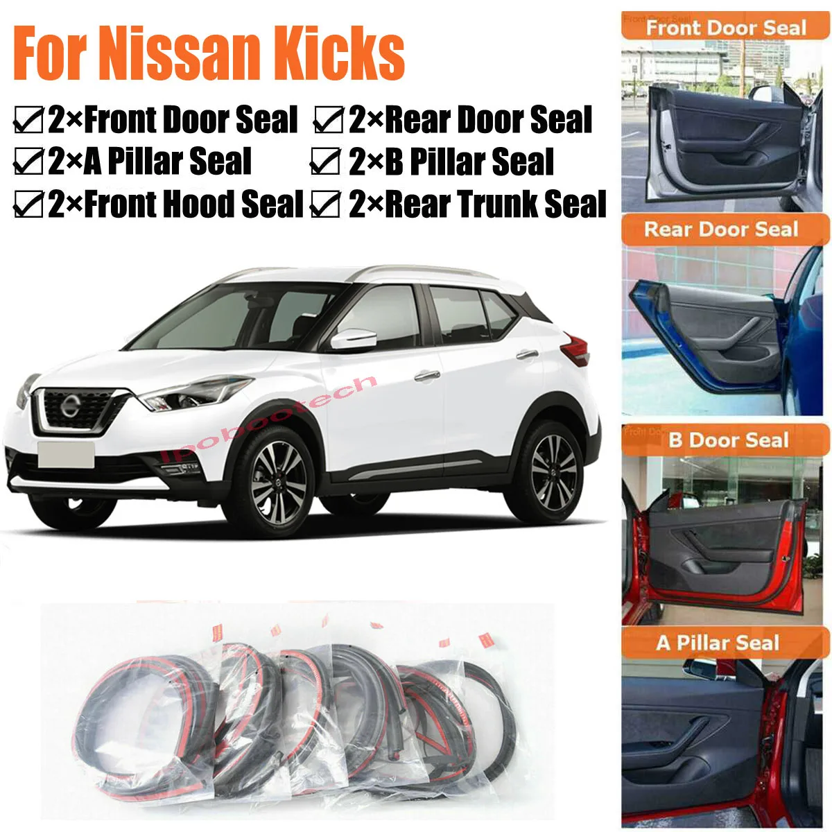 Kit Segel Pintu Mobil Baru Kedap Suara Karet Cuaca Draft Setrip Segel Angin Pengurangan Kebisingan Cocok untuk Nissan Kick