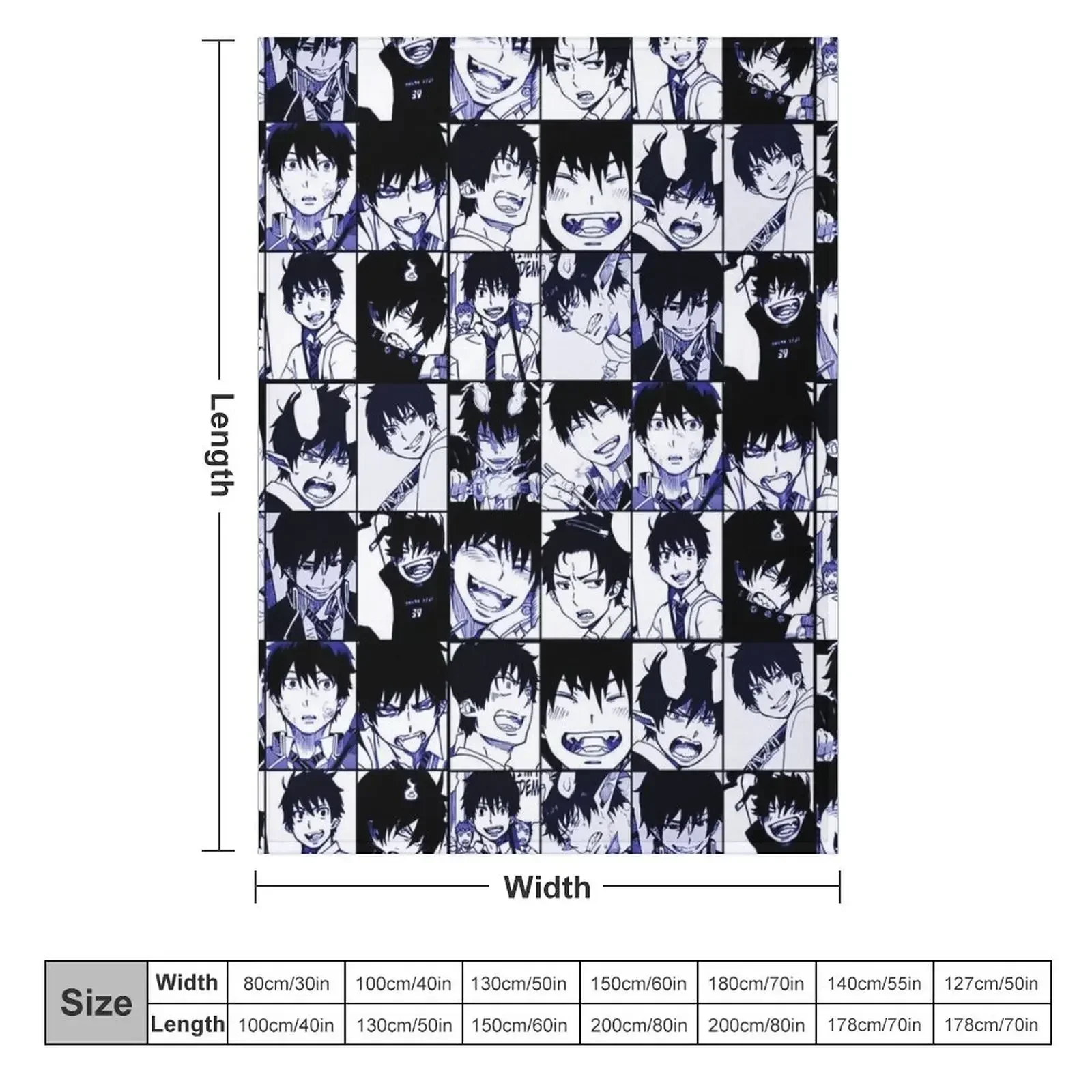 Rin okumura manga collage Throw Blanket Flannels Soft Beds Soft Big Thins Flannel anime Blankets